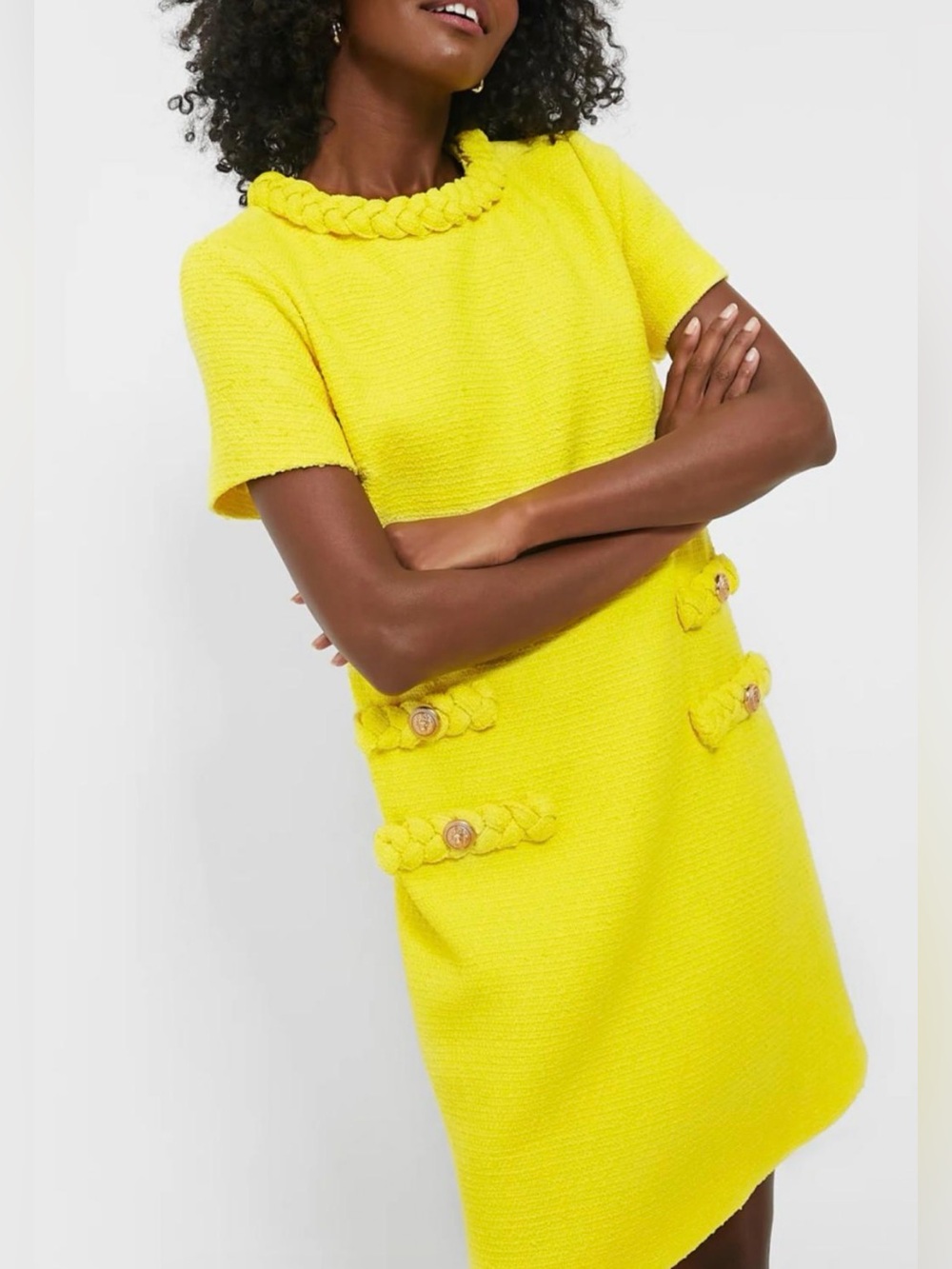 NEW TUCKERNUCK Yellow  Tweed Jackie Dress Large
